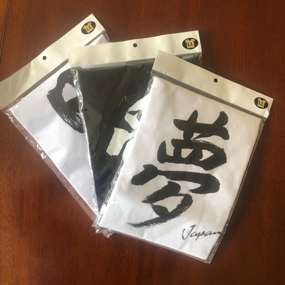 Set of Three Japan Shine NEW T-Shirts. Size 2L. One Black. Two White